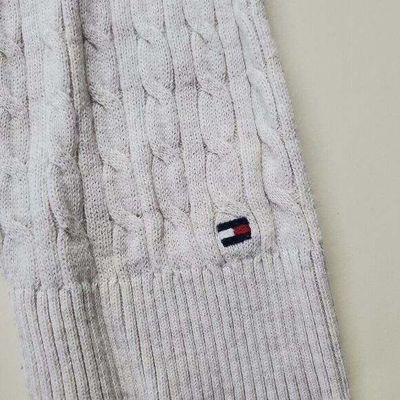 Tommy Hilfiger Women's Oatmeal Light Grey Cable Knit Pima Cotton Sweater XS - Picture 4 of 4